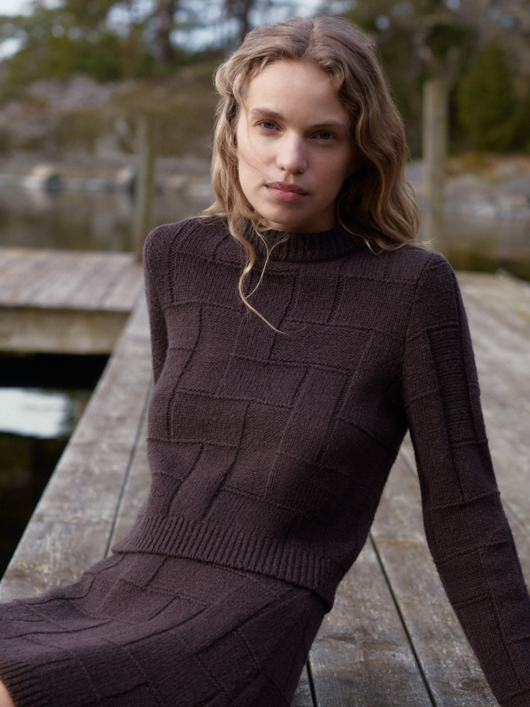 dark blue knit set